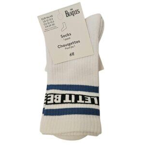 White, Blue and Black H&amp;M Men's The Beatles " Let it Be"  Motif-Detail Socks